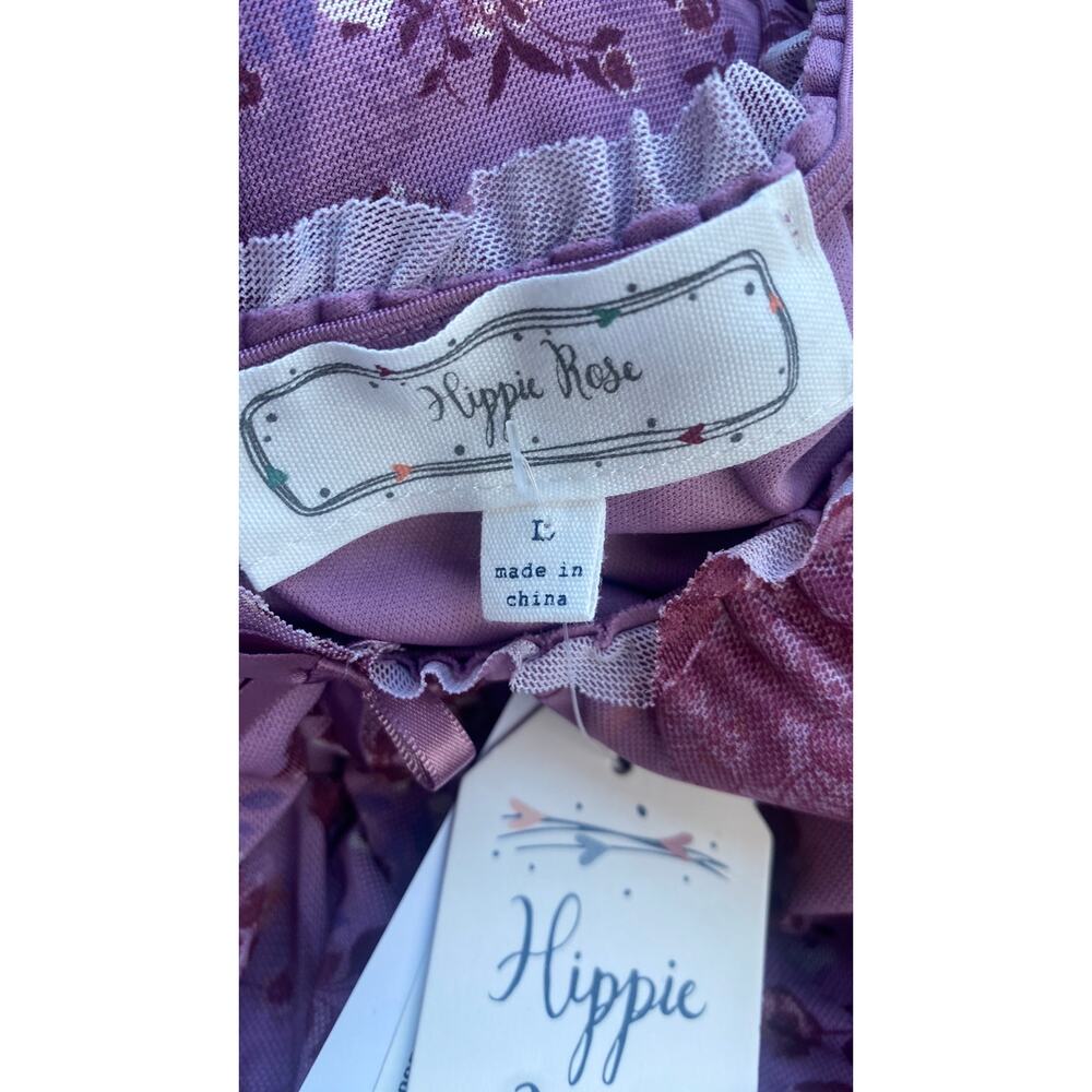 Hippie Rose Mauve Floral Ruched Mesh Mini Dress - Picture 5 of 13